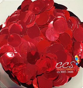 Confete Metalizado para Balão Vermelho Redondo 2cm com 3 Gramas
