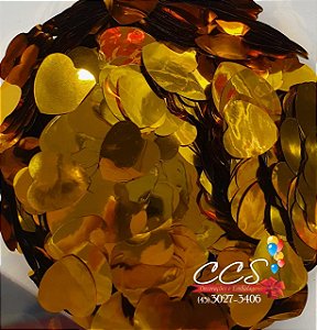 Confete Metalizado para Balão Dourado Coração 2cm com 3 Gramas