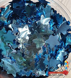 Confete Metalizado para Balão Azul Claro Estrela 2cm com 3 Gramas