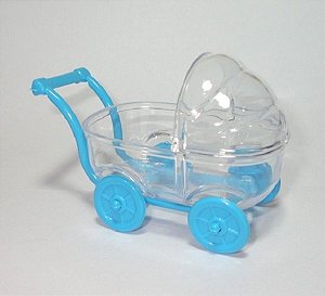 Mini Carrinho de Bebê Azul para Lembrancinha c/ 5 Un Chá de Bebê - Revelação