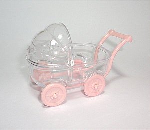 Mini Carrinho de Bebê Rosa para Lembrancinha c/ 5 Un Chá de Bebê - Revelação