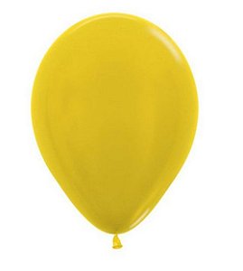Balão Latex Metal 12 Polegadas Amarelo Pacote com 50un SEMPERTEX Cromus 39000298
