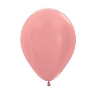 Balão Latex Metal 12 Polegadas Dourado Rosa (Rosê) Pacote com 50un SEMPERTEX Cromus 39000303