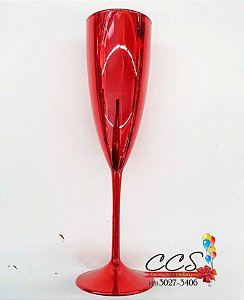 Taça de Champanhe Prime Vermelho Metalizado 170ML Neoplas