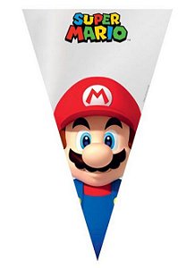 Cone Descartável Para Doces Super Mario 18x30 Pacote C/50 Un Cromus 11600025