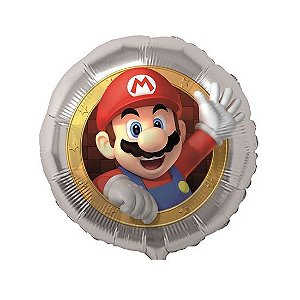 Balão Metalizado Microfoil Redondo Super Mario Bros 18 Polegadas C/01 UN Cromus 29002632