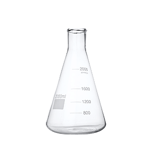 Erlenmeyer 2000mL em Vidro Graduado Boca Estreita
