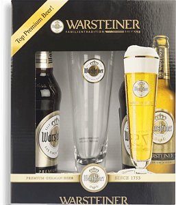KIT Cerveja Warsteiner Premium Beer 330ml Garrafa + Tulipa 200ml