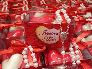 Lembrancinha casamento - Corações com terço