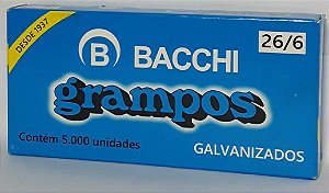 Grampos Bacchi Galvanizados 26/6 com 5.000 unidades