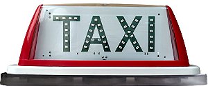 12 - Luminoso Cristal Vermelho Com Imã - Palavra Taxi em LEDs Verdes.