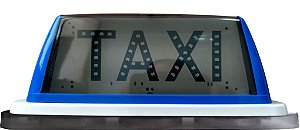 17 - Luminoso Fumê Azul Com Imã - Palavra Taxi em LEDs Verdes.