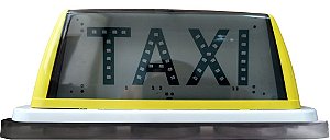 15 - Luminoso Fumê Amarelo Com imã - Palavra Taxi em LEDs Verdes.
