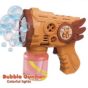 Pistola de Bolhas Infantil Bubble Gun – Luzes Coloridas, Automática, Cria Muitas Bolhas – Brinquedo para Crianças