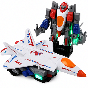 Avião Robô Transformável com Luz e Som – Brinquedo Infantil