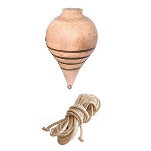 Pião de Madeira Tradicional com Fieira