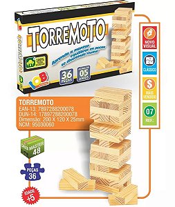 Jogo Torre Terremoto Equilíbrio Brinquedo Madeira Educativo