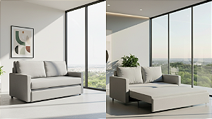 Sofá-Cama Burlone - Linho Bege