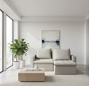 Sofá Sorano - Tecido Veludo Bege