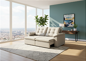 Sofá Itália - Linho Rústico Cru Bege