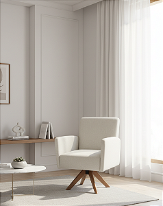 Cadeira Liliam (Giratória) - Linho Cru Bege