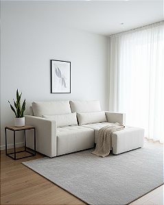 Sofá Spazio - Linho Rústico Cru Bege