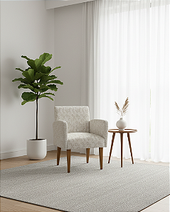 Poltrona Liliam (Encosto Baixo) - Linho Cru Jacquard