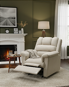 Poltrona Ziro - Veludo Bege Gravado