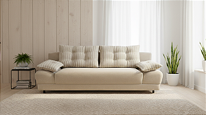 Sofá Alissa - Revestimento estilo Linho Cru