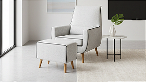 Poltrona West - Tecido Rústico 100% Algodão (com cordão em veludo preto)