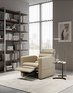 Poltrona Vibe Listrada - Couro Sintético Bege