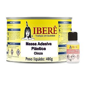 MASSA PLÁSTICA IBERE COM CATALISADOR 400G COR CINZA