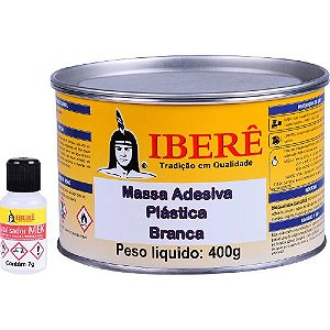 Massa Adesiva Plastica 400g com Catalisador Iberê cor Branca