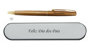 Caneta Metal DOURADA e Estojo Personalizado