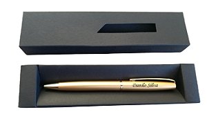 Caneta Metal fino acabamento DOURADA Personalizada com nomes + estojo de papelão