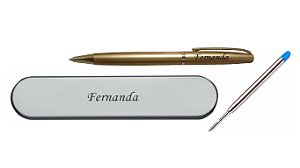 Caneta Metal DOURADA e Estojo Personalizados e REFIL EXTRA