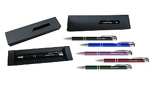 Caneta Alumínio Colorida Personalizada com nomes + estojo de papelão