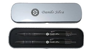 Kit Caneta e Lapiseira com estojo personalizados - Cor Chumbo