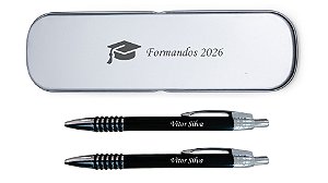 Caneta e Lapiseira com estojo metálico