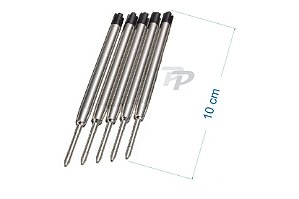 Refil Caneta metal tipo parker tinta preta - Lote com 5 pçs