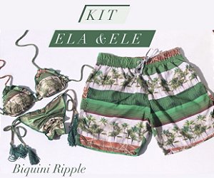 Kit Biquini Ripple + Bermuda Masculina Mesma Estampa cod:BRB10 Ler a Descrição !