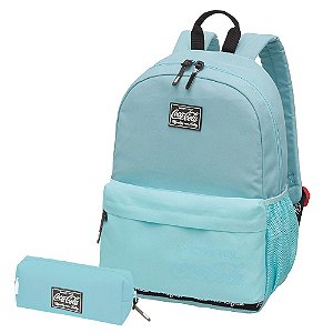 Mochila Notebook com Estojo Coca-Cola Flat Azul