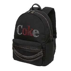 Bolsa Mochila Feminina Nylon Coca-Cola Post Preta