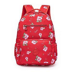 Mochila Feminina Escolar Notebook Spector Red Floral 20 Litros