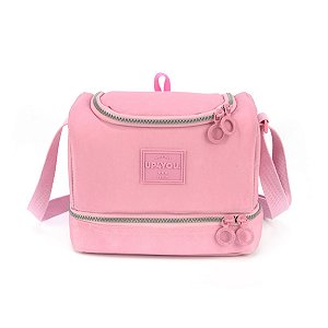 Lancheira Bolsa Térmica Up4you 2 compartimentos Crinkle Tactel Rosa