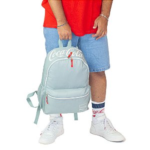 Mochila Coca-Cola Bags Re-Blank Notebook Costas Adulto Juvenil Cinza