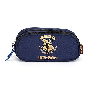 Estojo Escolar Duplo Compartimento Harry Potter Azul