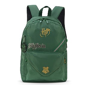 Mochila Harry Potter Escolar Básica Nylon Chaveiro Verde
