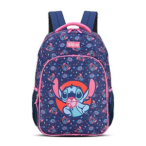 Mochila Escolar Estampada Personagem Disney Stitch Pink