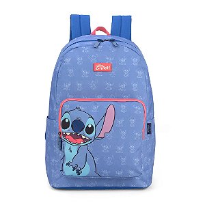 Mochila Escolar Básica Disney Stitch Azul
